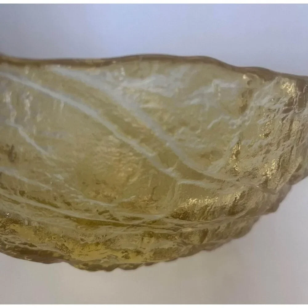 VTG- 1980s Tiara Glass-Aloha Serving Bowl Yellow Mist USA